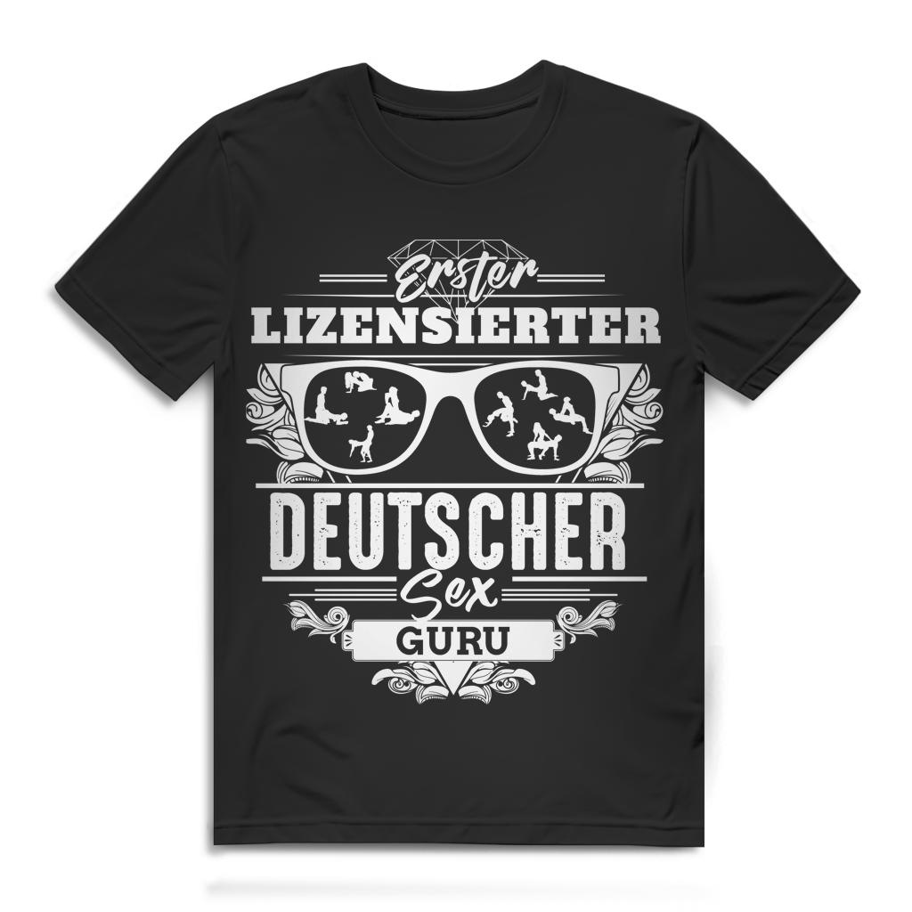 Herren T-Shirt Erster lizensierter Deutscher Sex Guru JGA Shirt Black