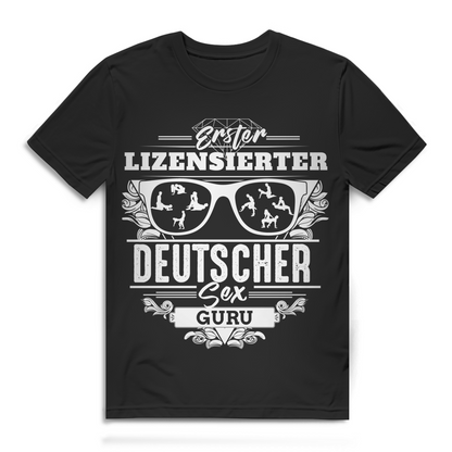 Herren T-Shirt Erster lizensierter Deutscher Sex Guru JGA Shirt Black