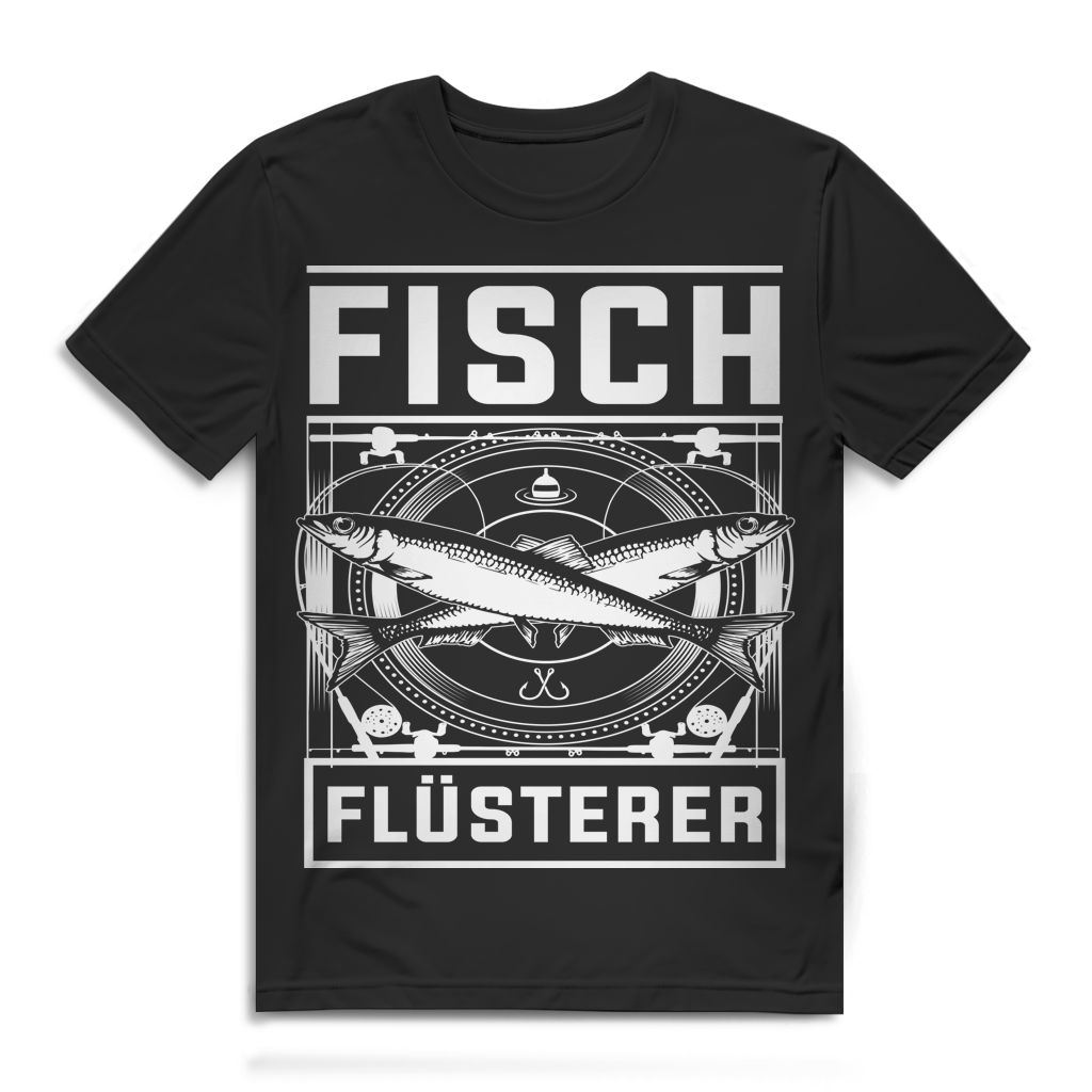 Herren T-Shirt Fisch Flüsterer Petri Heil Shirt Bio Baumwolle Black