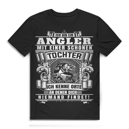Angler mit schöner Tochter Shirt – Ich kenne Orte an denen dich keiner findet Black