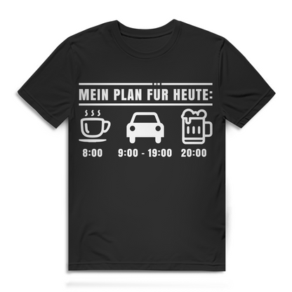 Kaffee Auto Bier Shirt Männer – Plan für heute – Autoenthusiasten T-Shirt Black