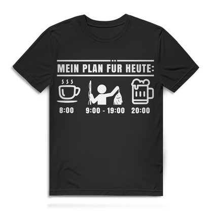Kaffee Angeln Bier Shirt - Plan für heute - Geschenk für Angler T-Shirt Black