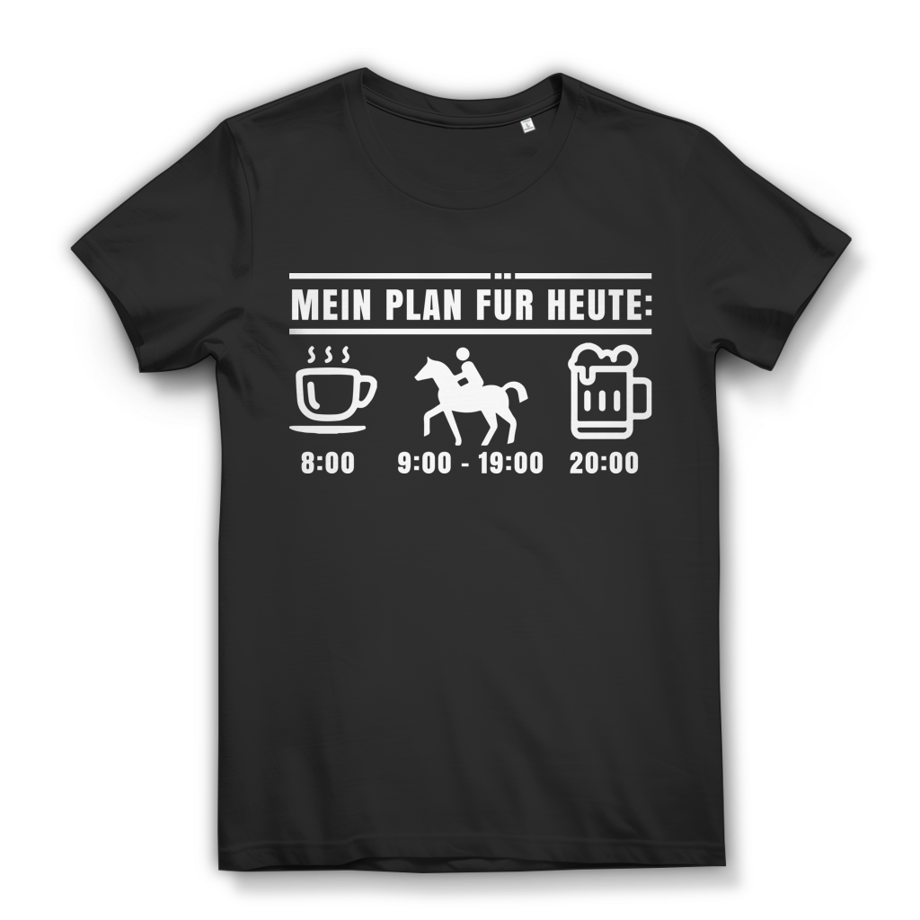 Damen T-Shirt Reiten Kaffee Bier – Geschenk für Reiterin – Bio Baumwolle Black