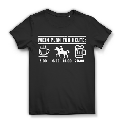 Damen T-Shirt Reiten Kaffee Bier – Geschenk für Reiterin – Bio Baumwolle Black