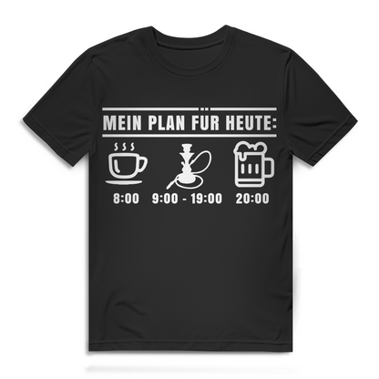 Shisha T-Shirt Herren – Mein Plan Kaffee Shisha Bier – Lustiges Shirt Black
