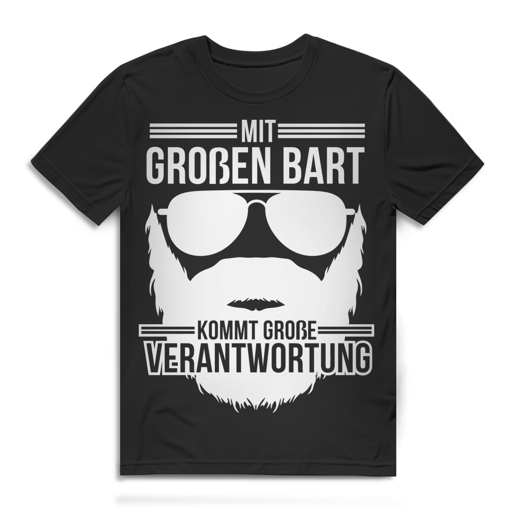 Herren T-Shirt Mit großen Bart kommt große Verantwortung Black