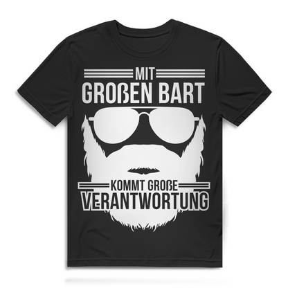 Herren T-Shirt Mit großen Bart kommt große Verantwortung Black