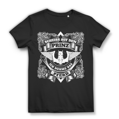 Pferde Spruch Shirt Frauen – Ich nehme das Pferd statt dem Prinz – Bio Baumwolle Black
