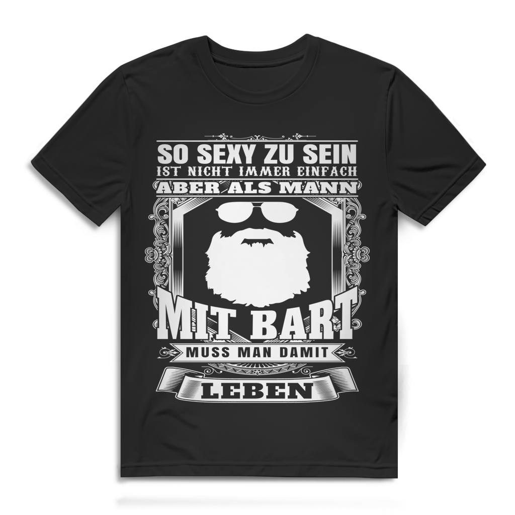 Lustiges Bart Shirt Männer – Sexy mit Bart – Herren Bio Baumwolle Black