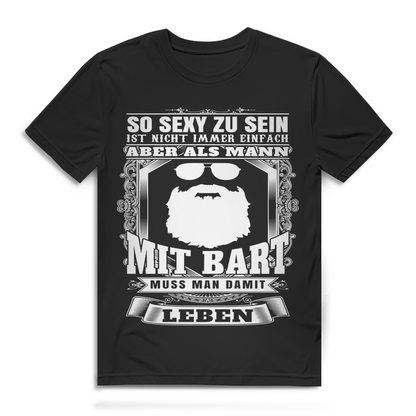 Lustiges Bart Shirt Männer – Sexy mit Bart – Herren Bio Baumwolle Black