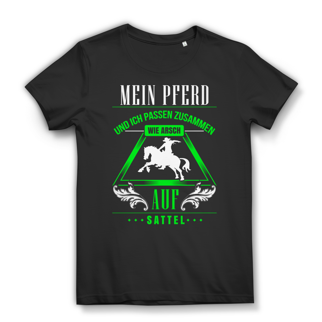 Mein Pferd &amp; ich – wie Arsch auf Sattel – Damen Reiterin T-Shirt Black