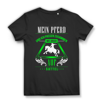 Mein Pferd &amp; ich – wie Arsch auf Sattel – Damen Reiterin T-Shirt Black