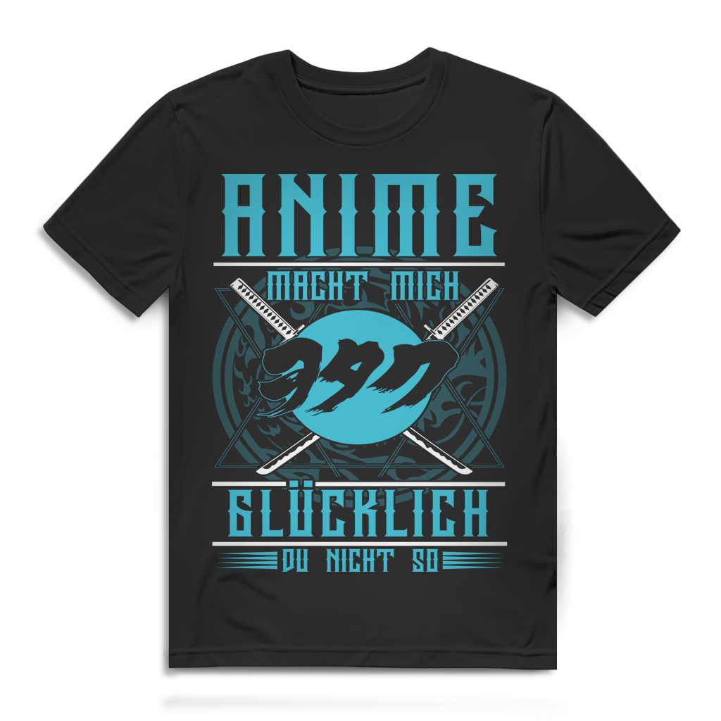 Herren T-Shirt Anime macht mich glücklich du nicht - Otaku Shirt Black