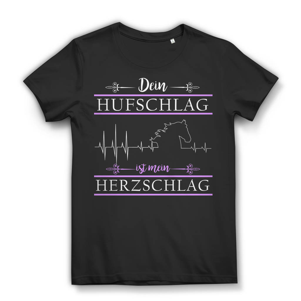 Dein Hufschlag ist mein Herzschlag – Reiterin T-Shirt für Pferde Fans Black