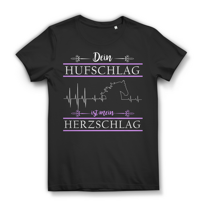 Dein Hufschlag ist mein Herzschlag – Reiterin T-Shirt für Pferde Fans Black