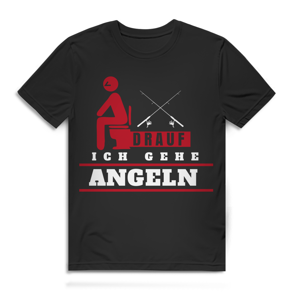 Herren T-Shirt Scheiß drauf ich gehe Angeln Angler Shirt Black