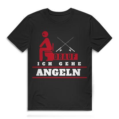 Herren T-Shirt Scheiß drauf ich gehe Angeln Angler Shirt Black