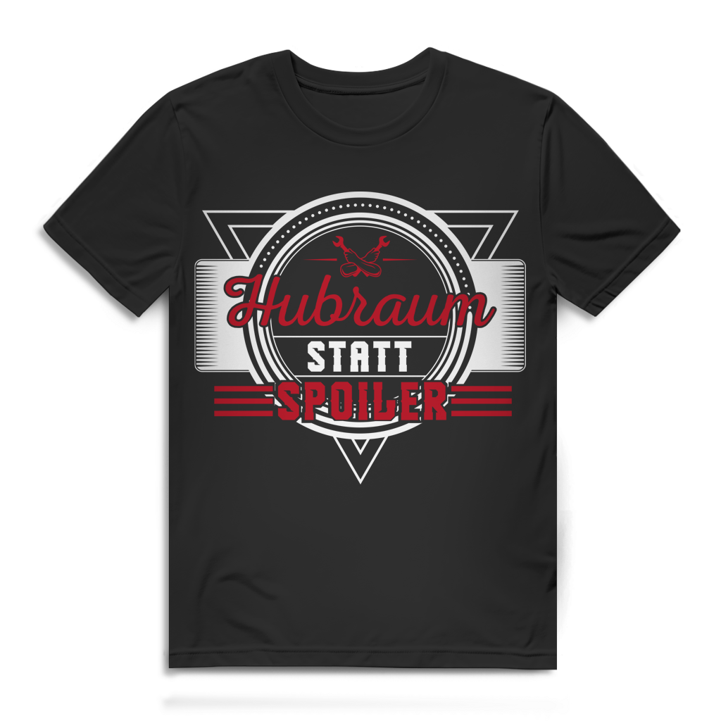 Hubraum statt Spoiler – Männer Auto Shirt für echte Schrauber – Bio Baumwolle Black