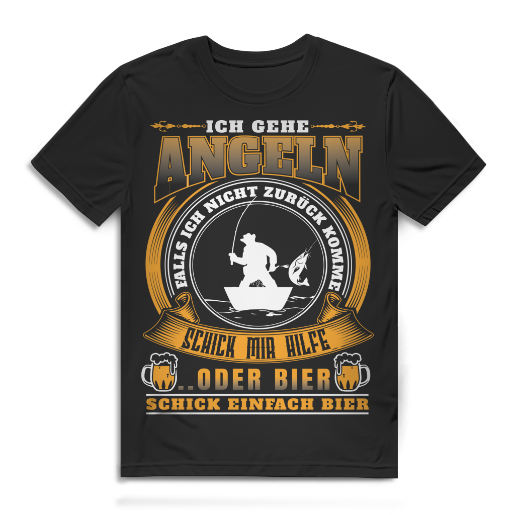 Angler Shirt Männer – Hilfe oder Bier? Lustiges Angel T-Shirt – Bio Baumwolle Black