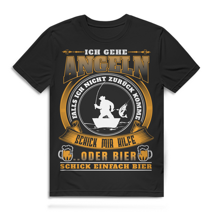 Angler Shirt Männer – Hilfe oder Bier? Lustiges Angel T-Shirt – Bio Baumwolle Black