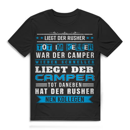 Rusher vs. Camper – Lustiges Gamer T-Shirt für Shooter-Fans – Bio Baumwolle Black
