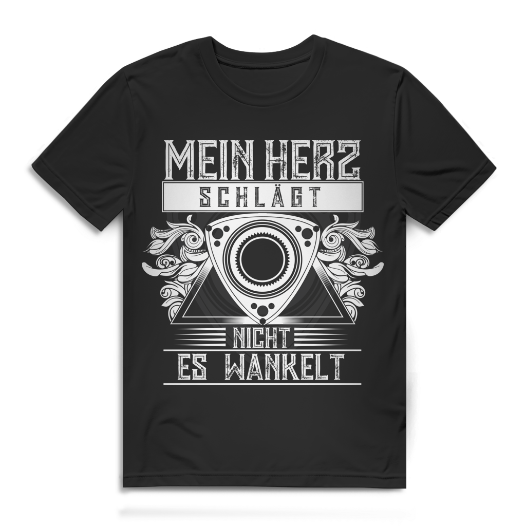 Mein Herz wankelt – Wankelmotor T-Shirt für Autoliebhaber – Bio Baumwolle Black