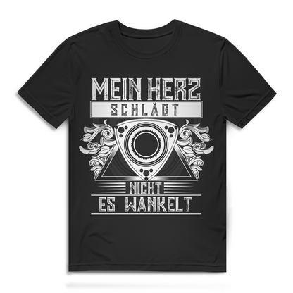 Mein Herz wankelt – Wankelmotor T-Shirt für Autoliebhaber – Bio Baumwolle Black