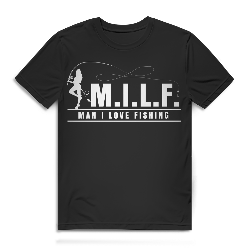 MILF – Man I Love Fishing Shirt für Angler mit Humor – Bio Baumwolle Männer Black