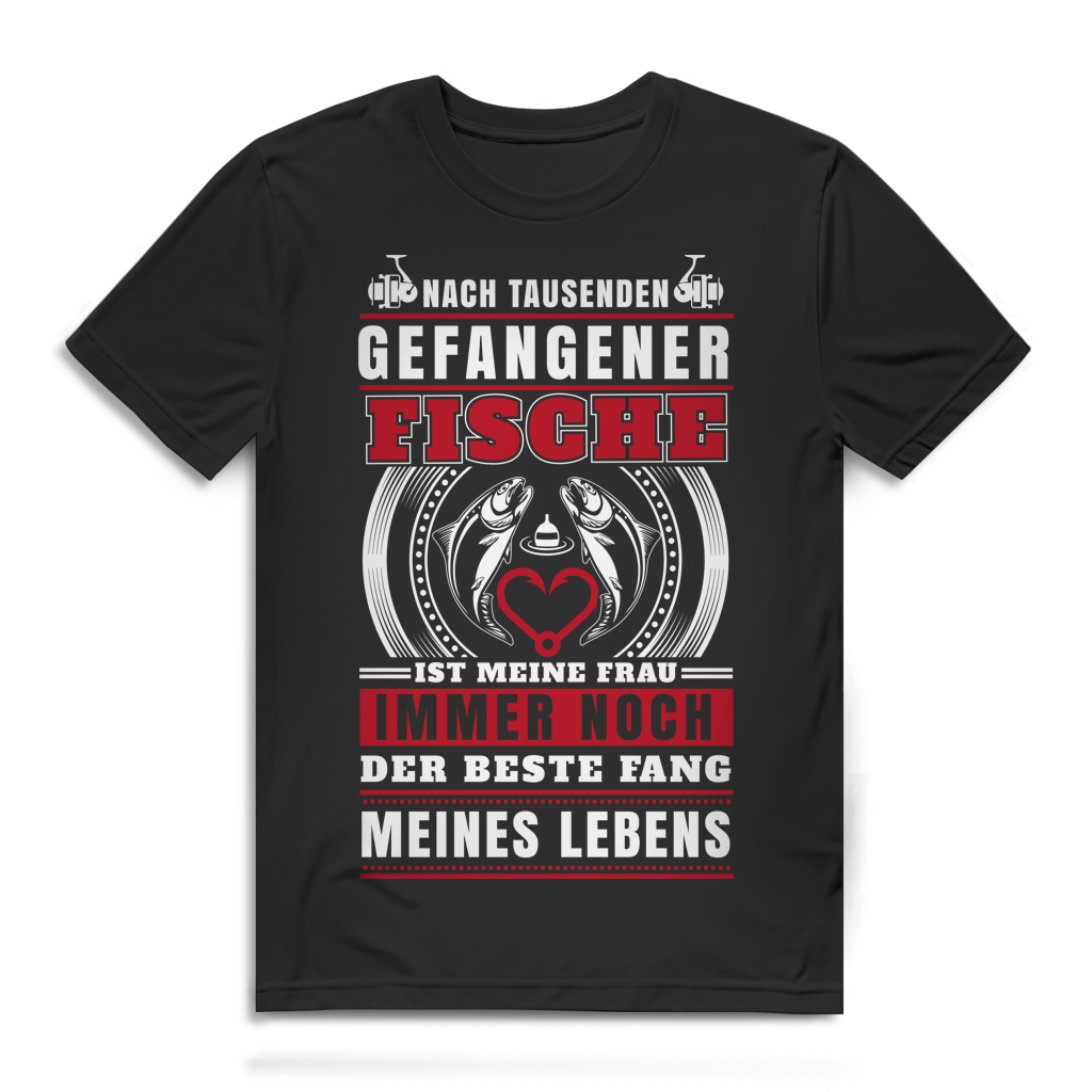 Herren T-Shirt Meine Frau bester Fang meines Lebens Angler Shirt Black