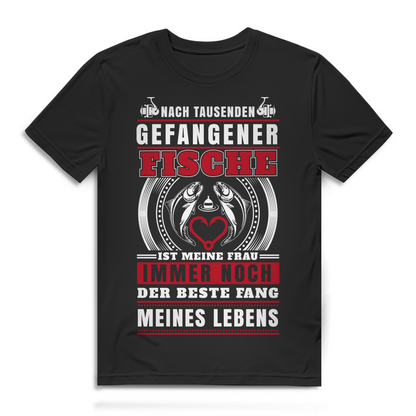 Herren T-Shirt Meine Frau bester Fang meines Lebens Angler Shirt Black