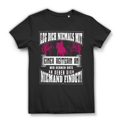 Reiterin Spruch Shirt – Freches Pferdemädchen T-Shirt – Bio Baumwolle Damen Black