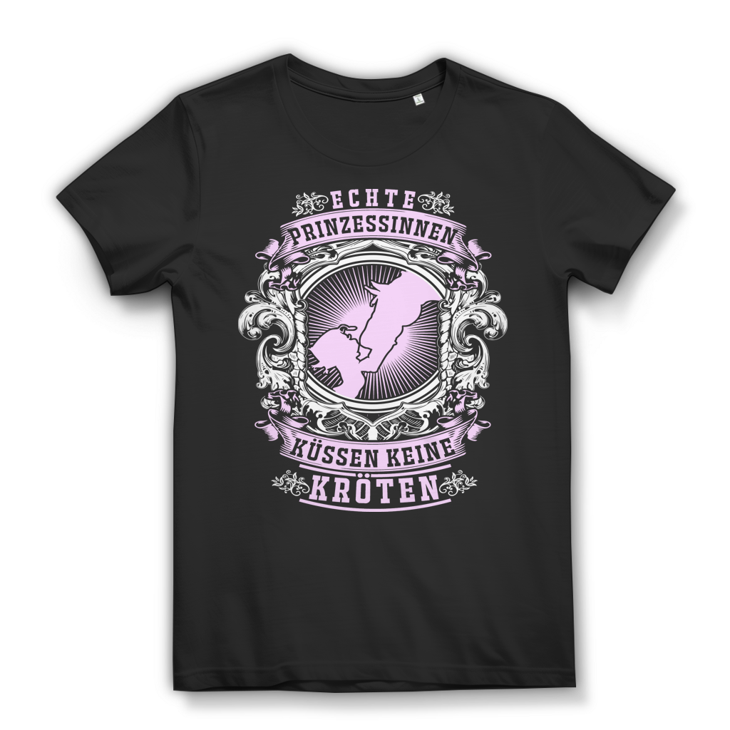 Echte Prinzessinnen Reiterin Shirt Damen – Pferde statt Kröten – Bio Baumwolle Black