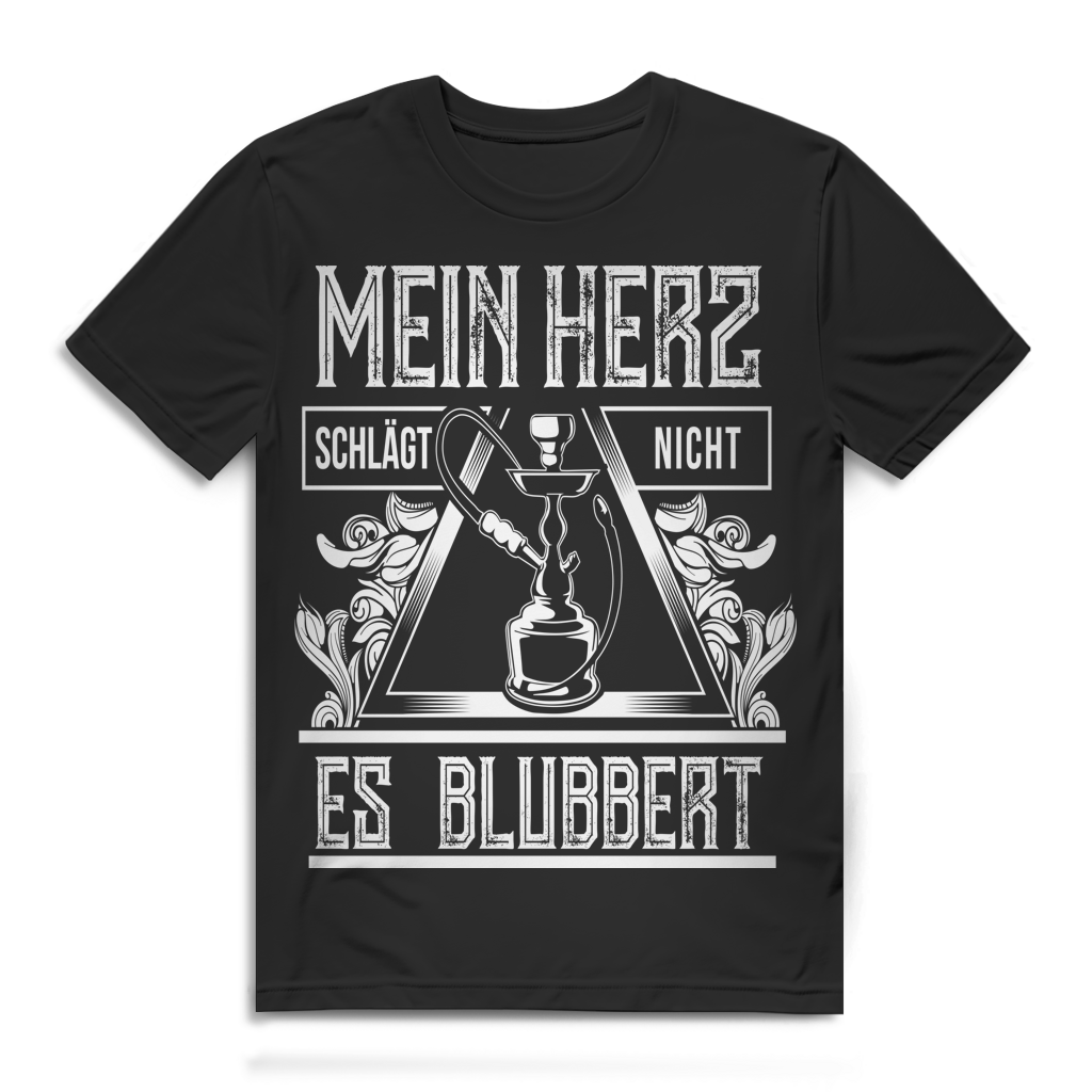 Herren T-Shirt Mein Herz schlägt nicht es blubbert Shisha Shirt Black