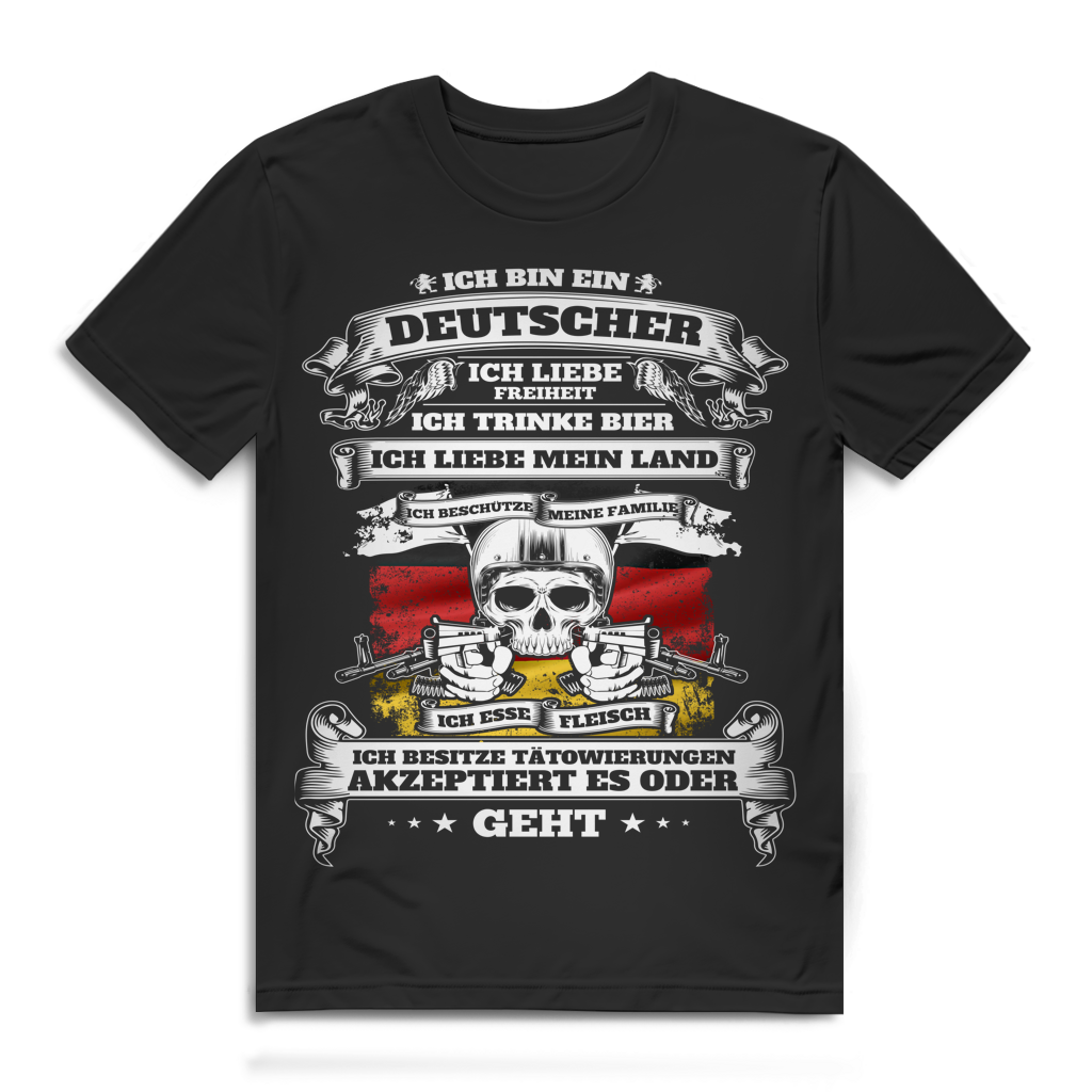 Stolzer Deutscher – Bier, Freiheit, Familie – Herren T-Shirt Patrioten Statement Black
