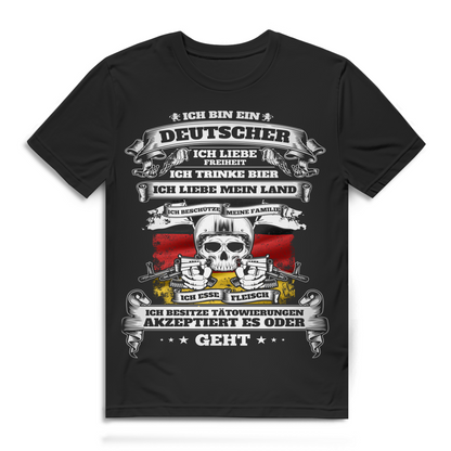 Stolzer Deutscher – Bier, Freiheit, Familie – Herren T-Shirt Patrioten Statement Black