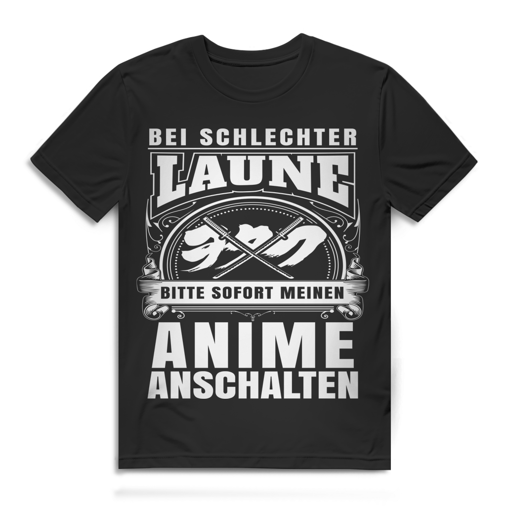 Anime Shirt für Männer – Bei schlechter Laune bitte sofort Anime anschalten Black