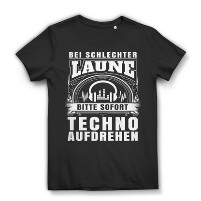 Techno Shirt Damen – Lustiges Rave T-Shirt – Bei schlechter Laune Techno Black