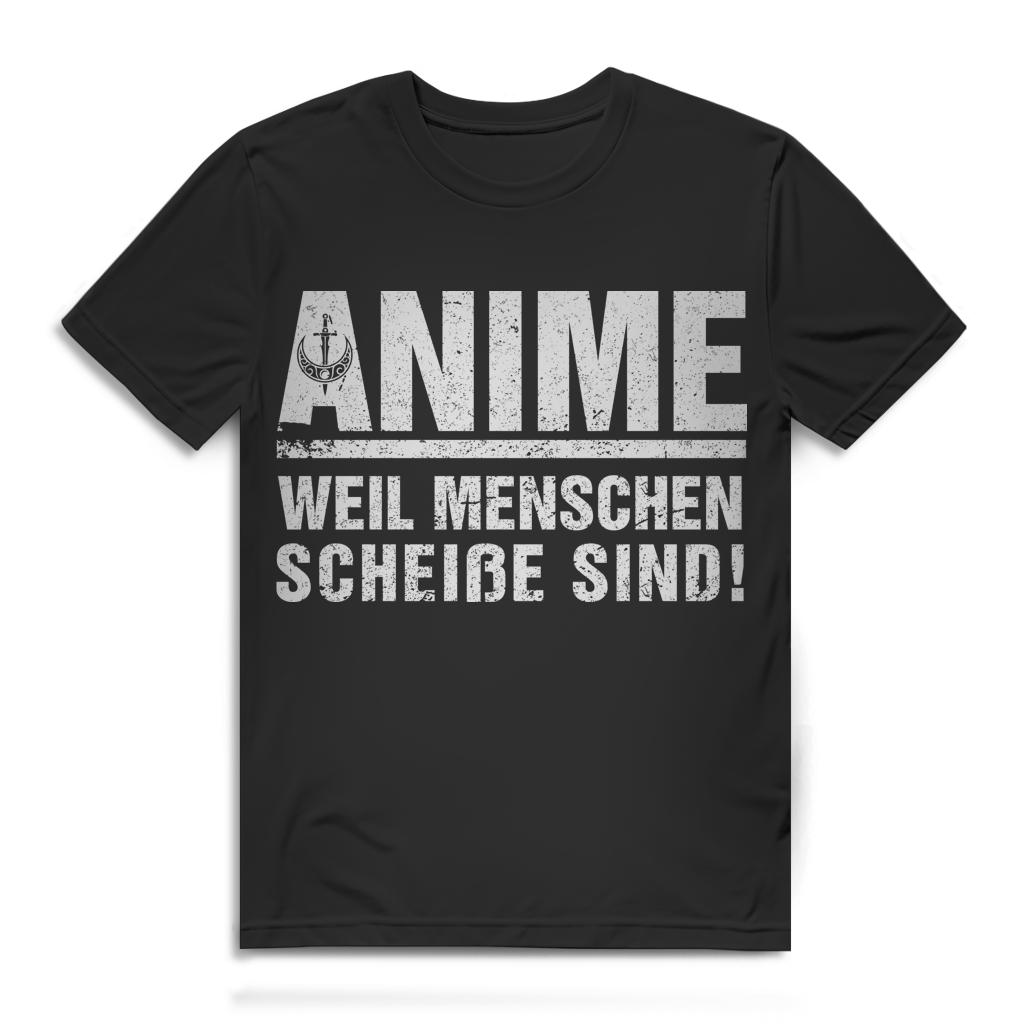 Lustiges Anime T-Shirt für Männer – Anti-Menschen Spruch – Otaku Shirt Black