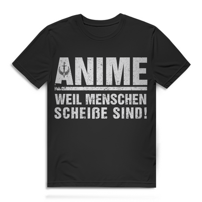 Lustiges Anime T-Shirt für Männer – Anti-Menschen Spruch – Otaku Shirt Black