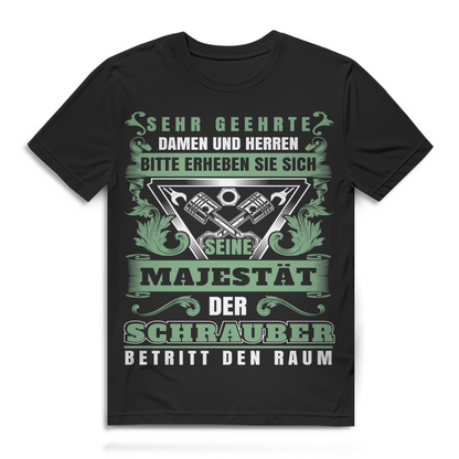 Schrauber Shirt Herren – Seine Majestät betritt den Raum – Auto Spruch Black