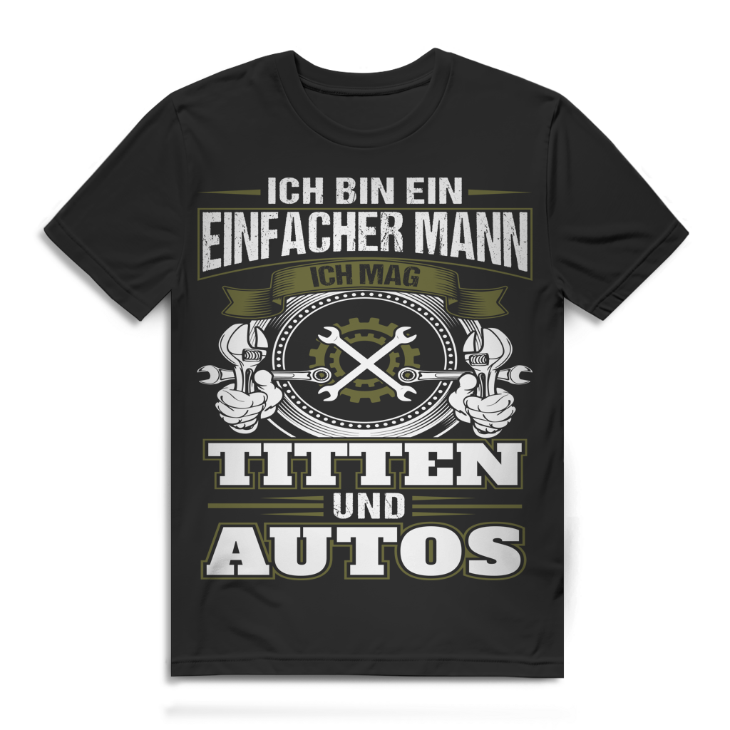 Lustiges Auto Shirt Männer – Ich mag Titten und Autos – Mechaniker Spruch Black