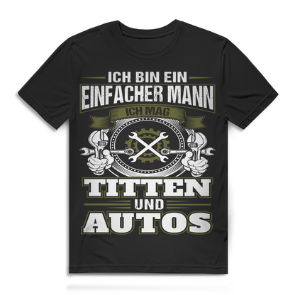 Lustiges Auto Shirt Männer – Ich mag Titten und Autos – Mechaniker Spruch Black