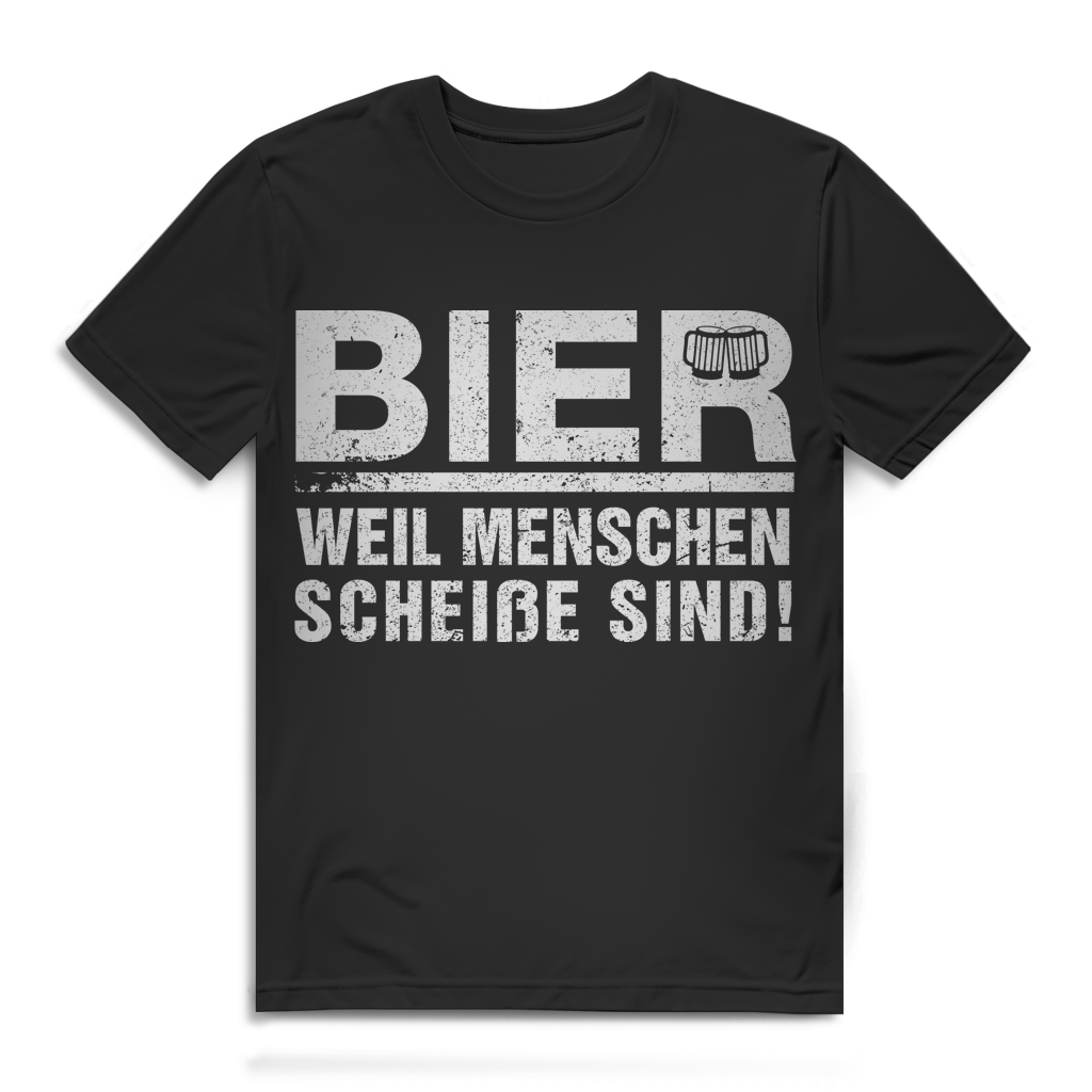 Bier Shirt Männer – Menschen sind scheiße – Funshirt für Bierliebhaber Black