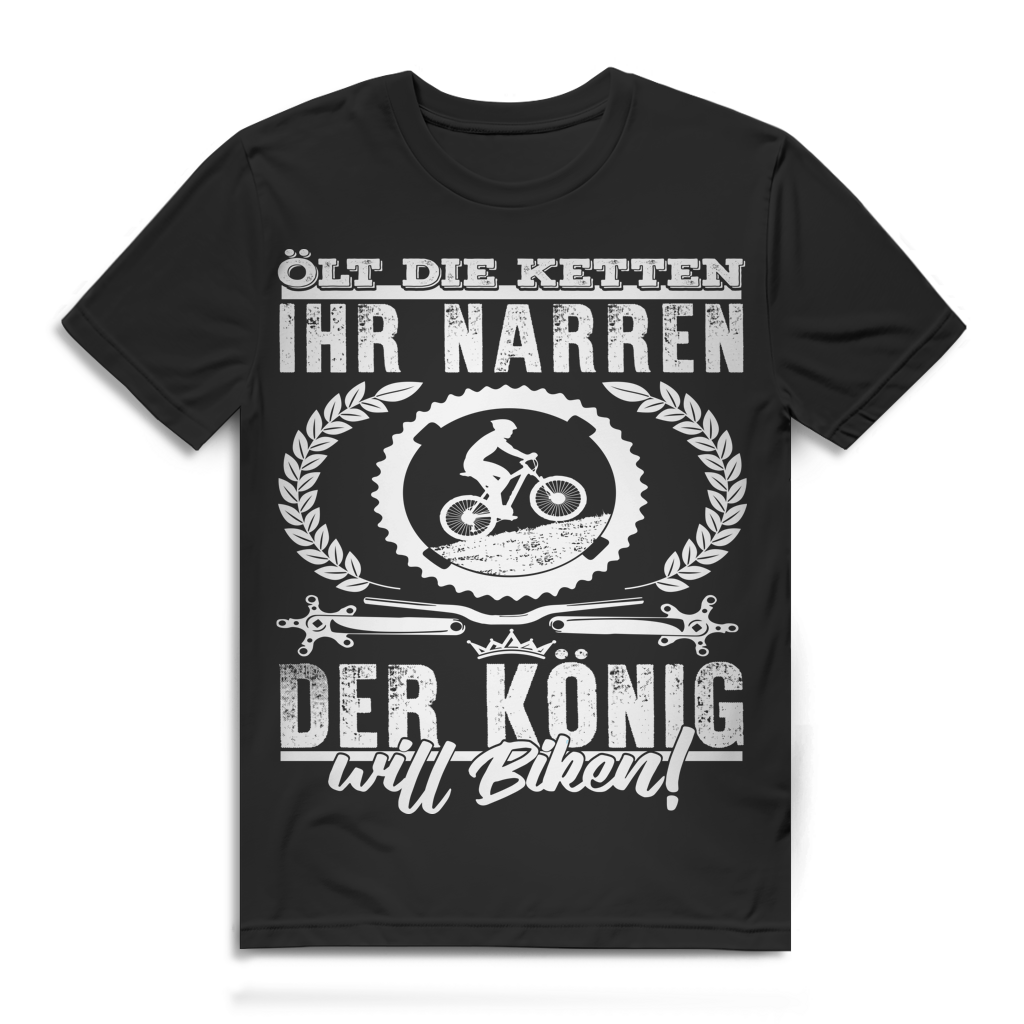 Bike Shirt Männer – Der König will biken – MTB Funshirt Bio Baumwolle Black