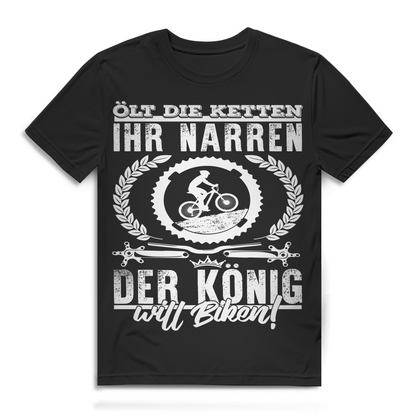 Bike Shirt Männer – Der König will biken – MTB Funshirt Bio Baumwolle Black
