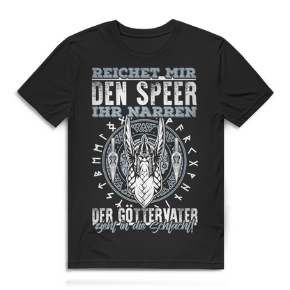 Nordischer Göttervater Wikinger Shirt Herren - Reichet mir den Speer ihr Narren Black