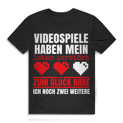 Herren T-Shirt Videospiele haben mein Leben zerstört Retro Gamer Shirt Black