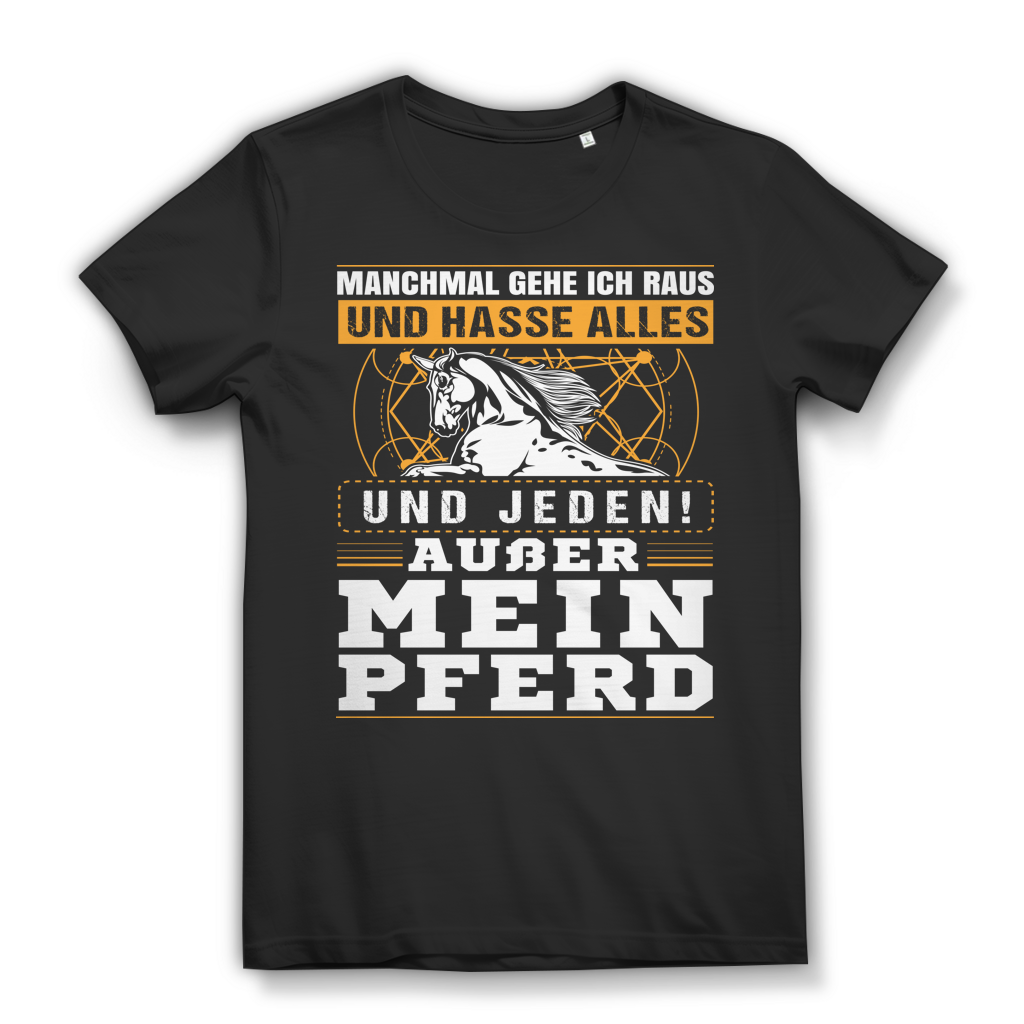 Reiterin Spruch Shirt Damen – Ich hasse alles und jeden außer mein Pferd T-Shirt Black