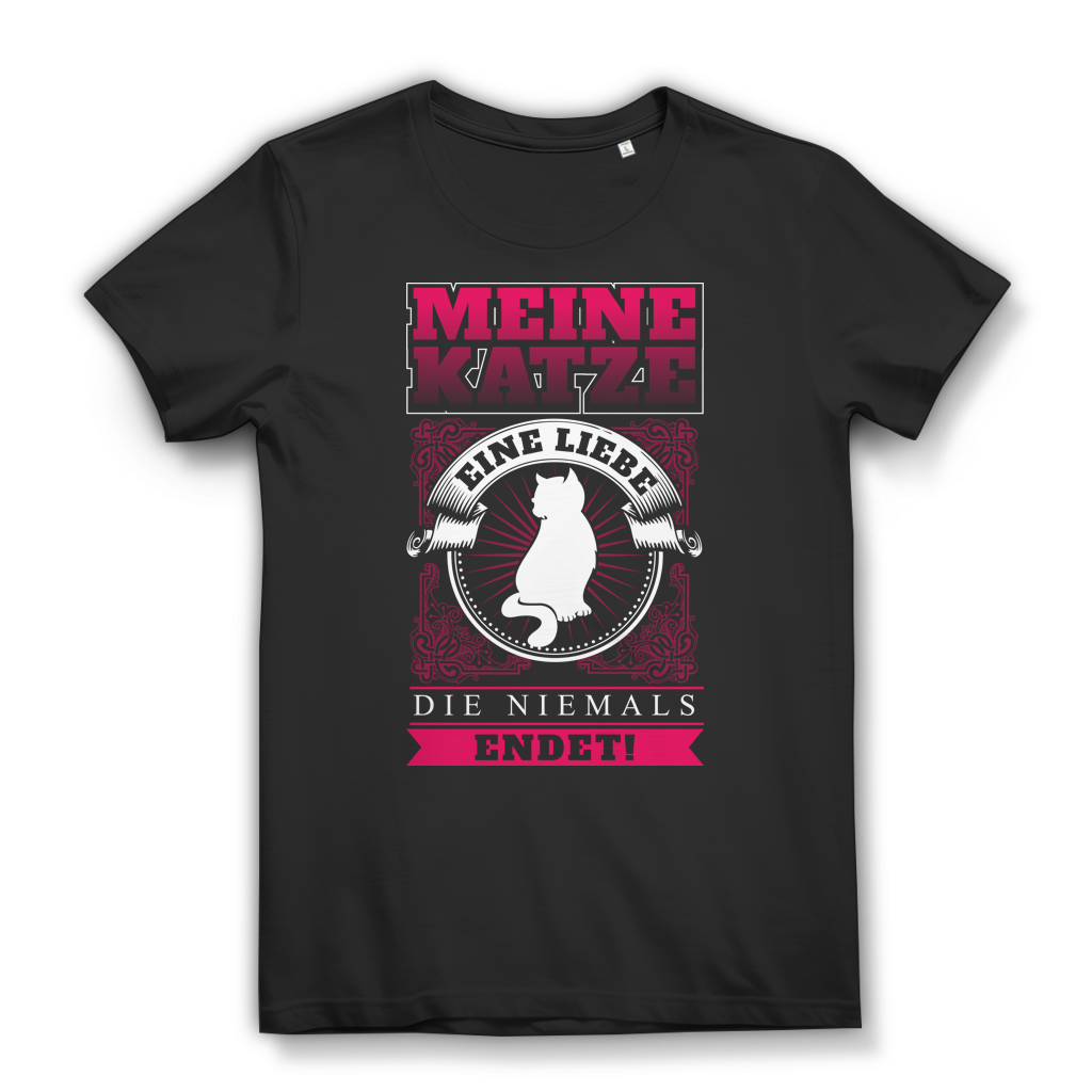 Damen T-Shirt Katze – Eine Liebe die niemals endet – Geschenk Katzenliebhaberin Black