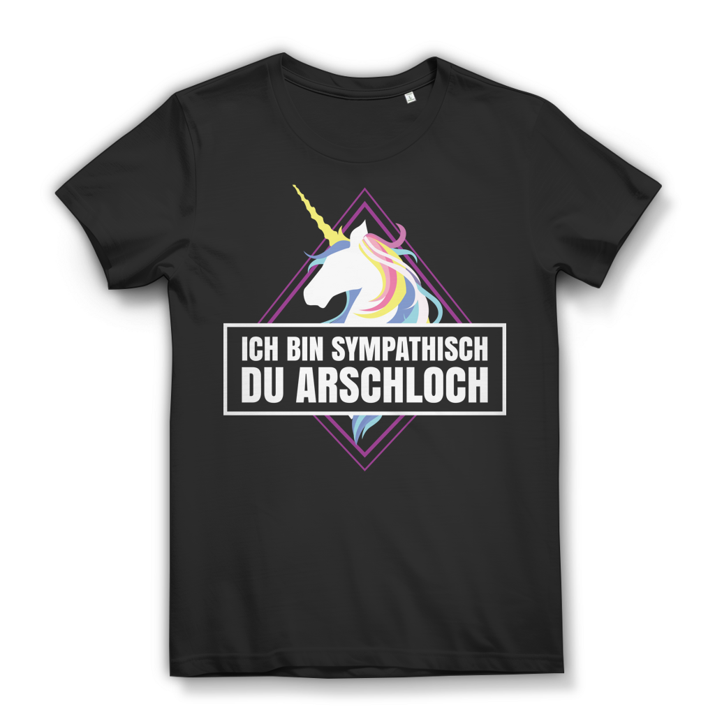 Lustiges Einhorn T-Shirt Frauen – Frech witzig provokant Statement Shirt Black